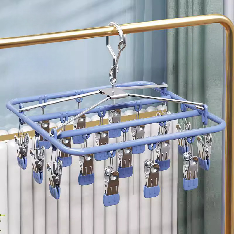 Baby Clothing Organizer - Stainless Steel Multi-clamp Clothesline Baby Underwear