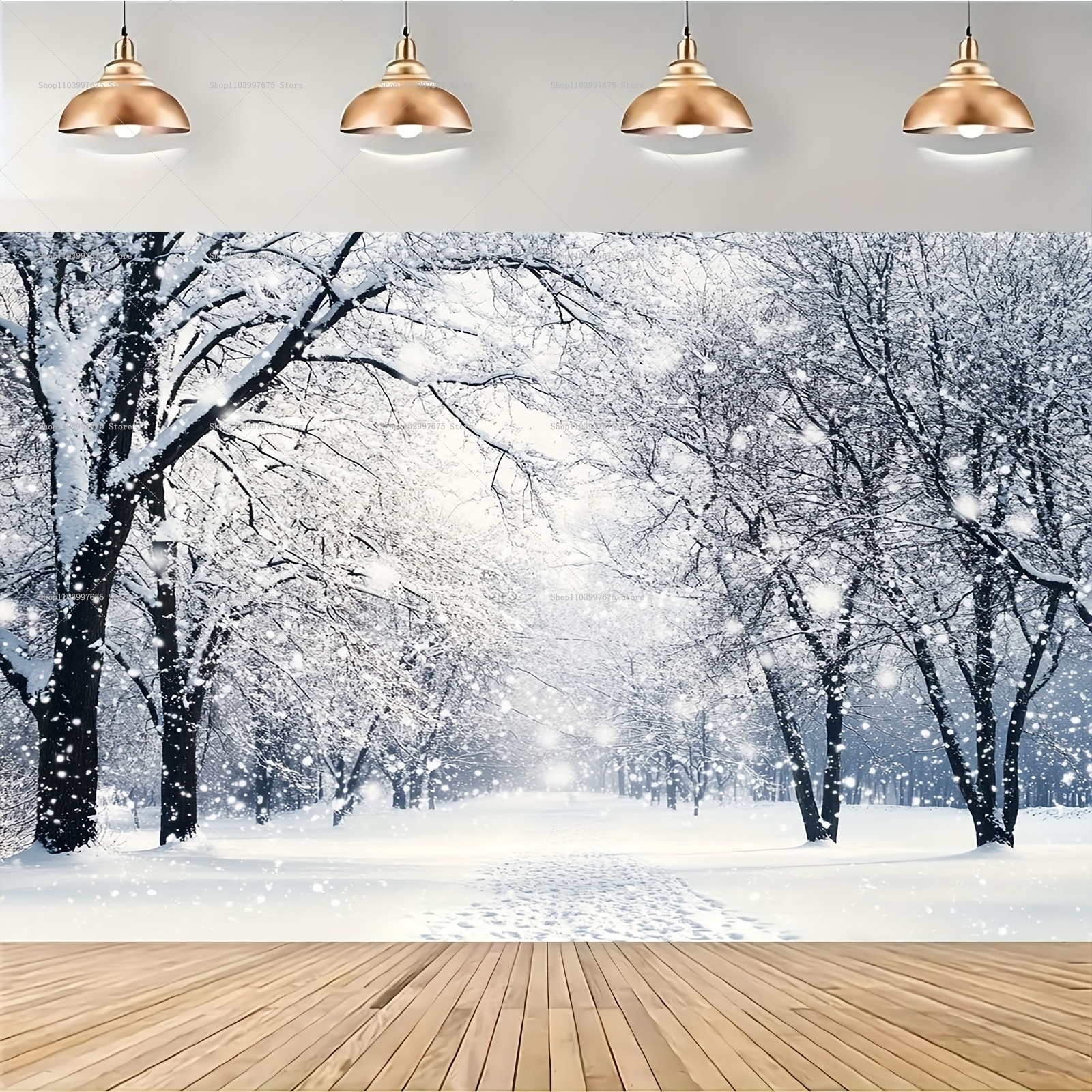 Baby Clothing 1 Year Old - Snowy Forest Christmas Backdrops Xmas Party