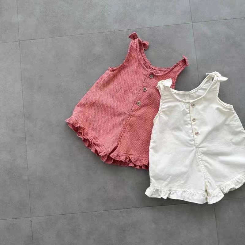 Baby Clothing Online - HY2831 Girls Summer Romper with Bib