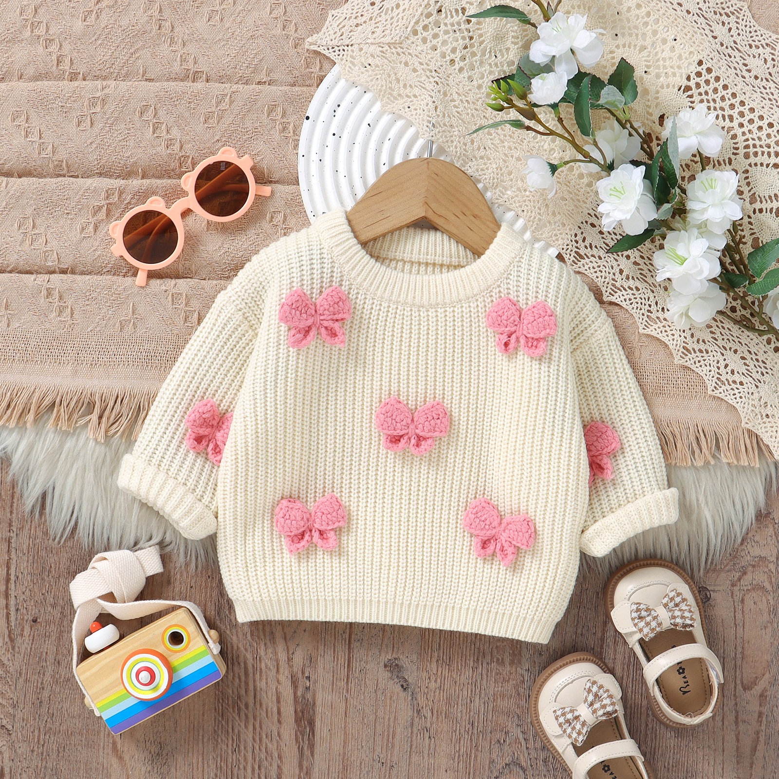 Fashion Bowknot Knitted Baby G - مراجعة Baby Clothing Jumper وسعره