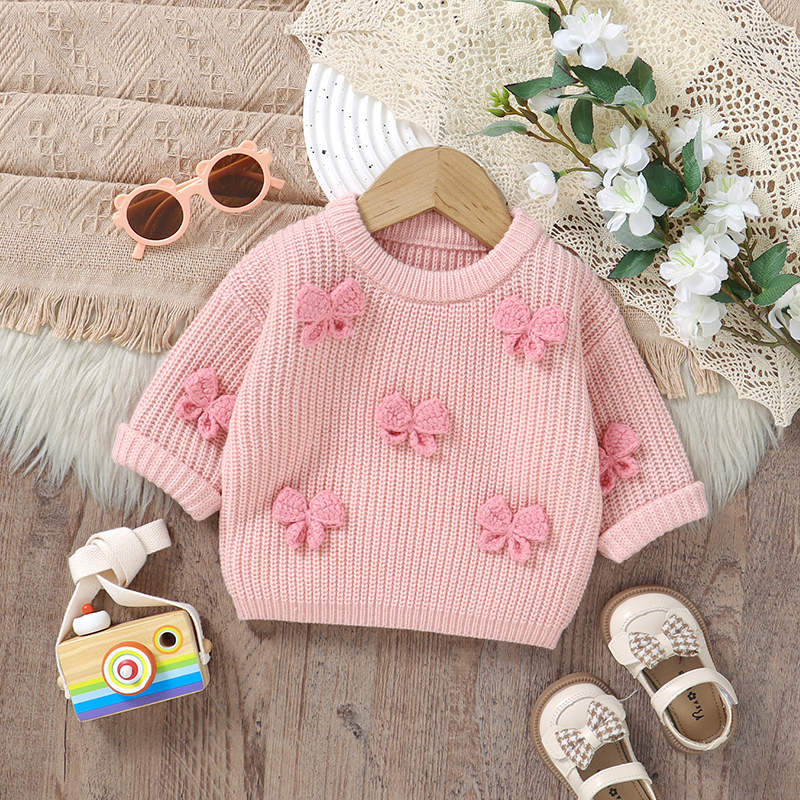 Fashion Bowknot Knitted Baby G - مراجعة Baby Clothing Jumper وسعره