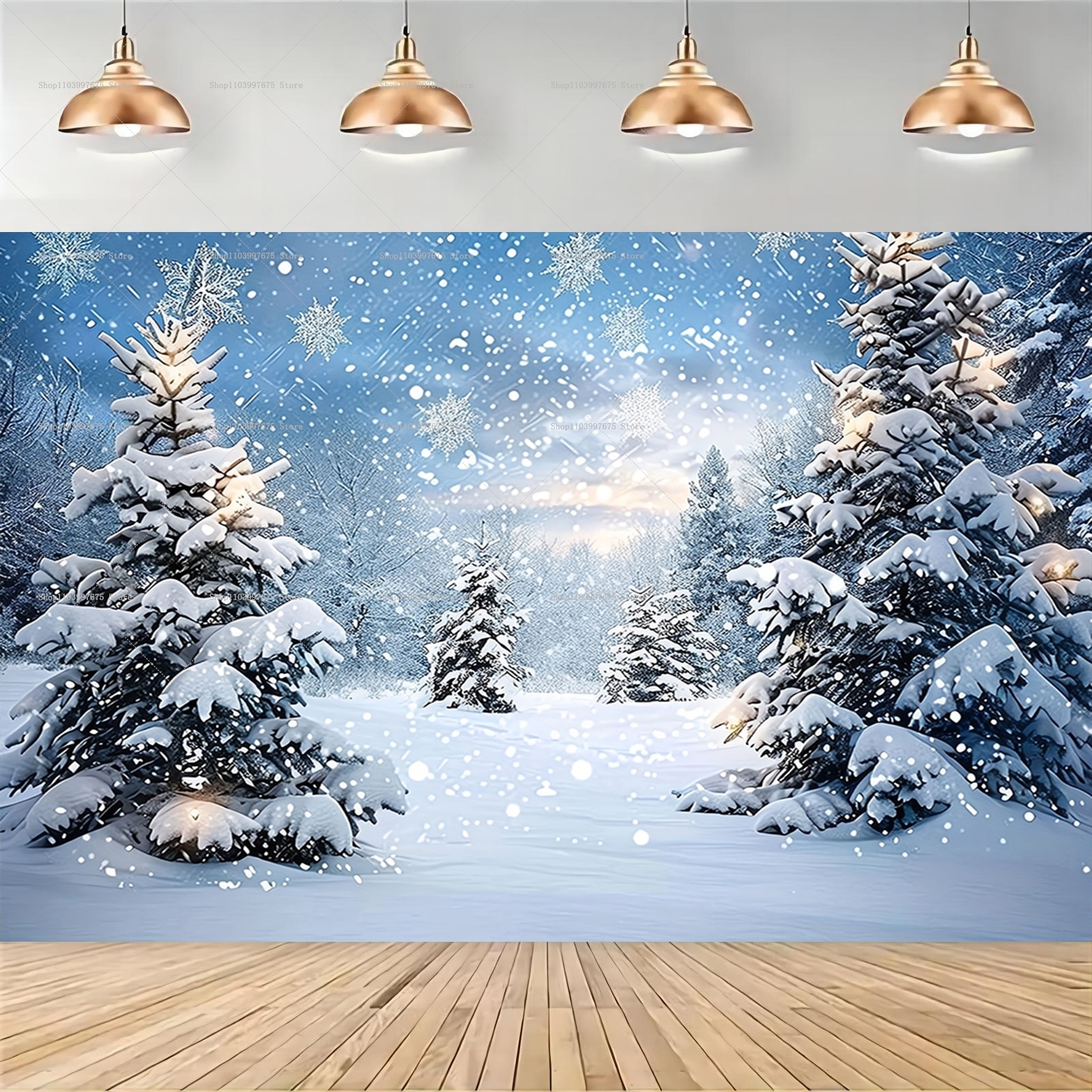 Snowy Forest Christmas Backdro - مراجعة Baby Clothing 1 Year Old وسعره