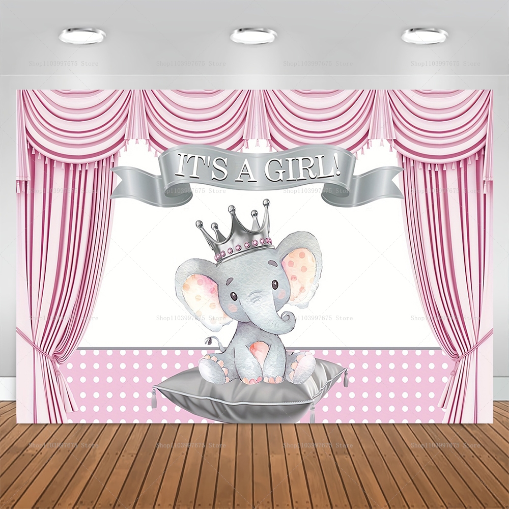 Elephant Flower Backdrop Pink  - مراجعة Baby Clothing Elephant وسعره